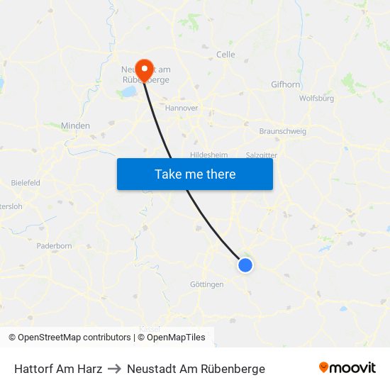 Hattorf Am Harz to Neustadt Am Rübenberge map