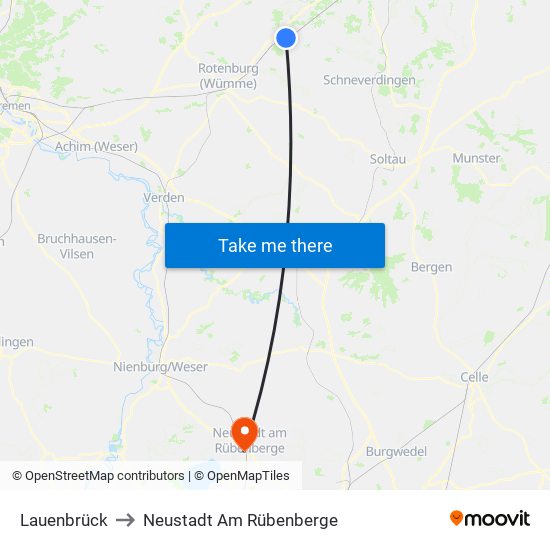 Lauenbrück to Neustadt Am Rübenberge map