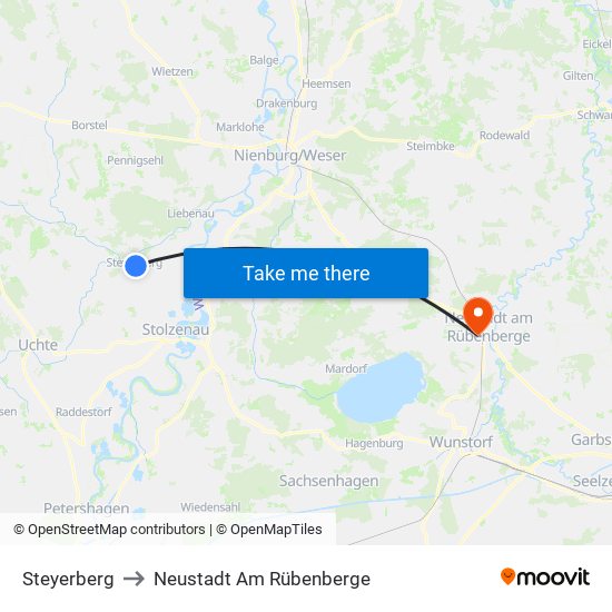 Steyerberg to Neustadt Am Rübenberge map