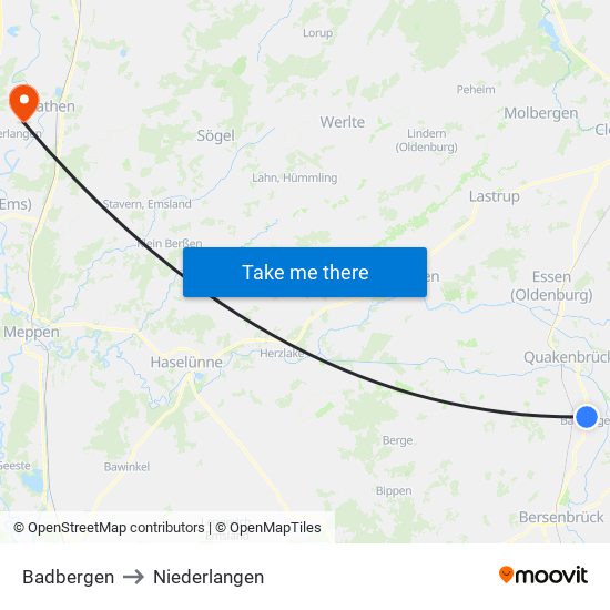Badbergen to Niederlangen map