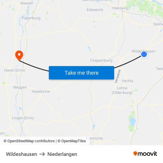 Wildeshausen to Niederlangen map