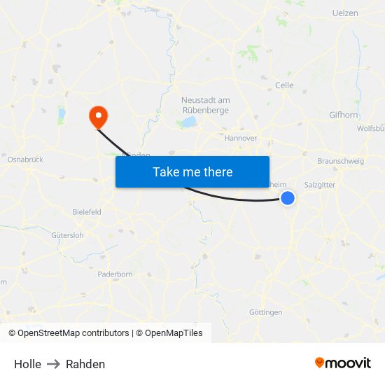 Holle to Rahden map