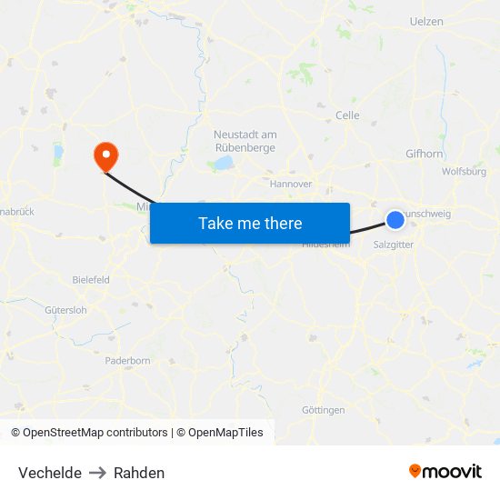 Vechelde to Rahden map