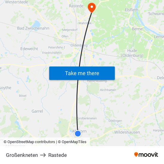 Großenkneten to Rastede map