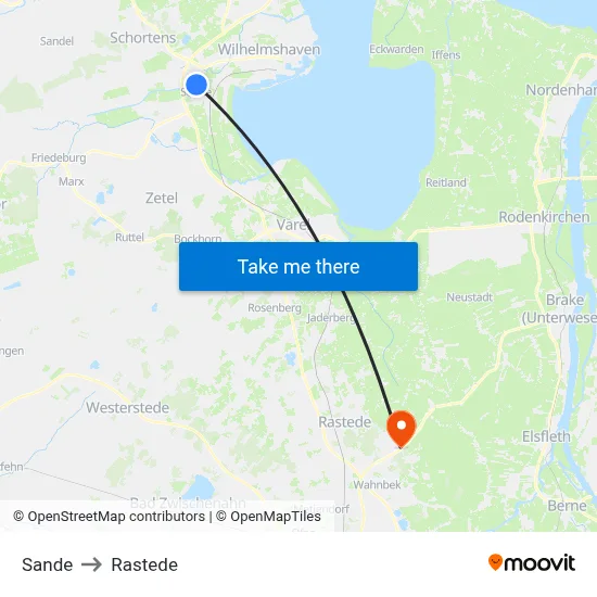 Sande to Rastede map