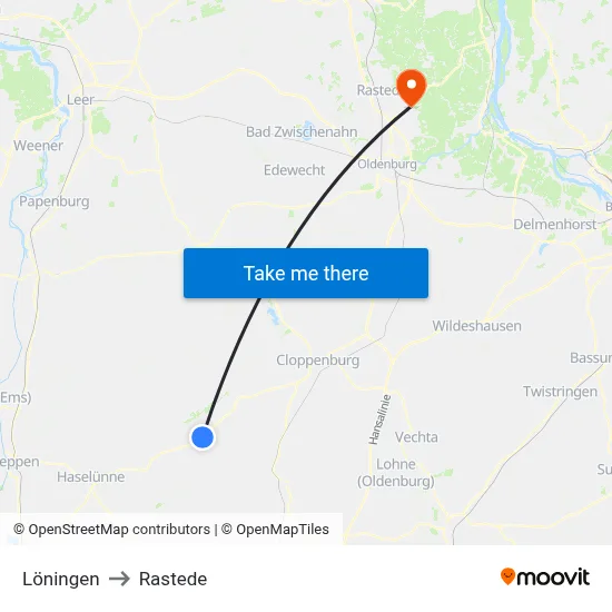 Löningen to Rastede map