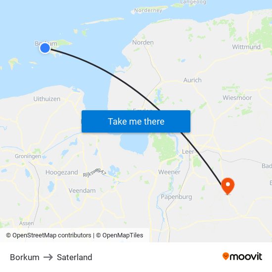 Borkum to Saterland map