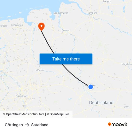 Göttingen to Saterland map