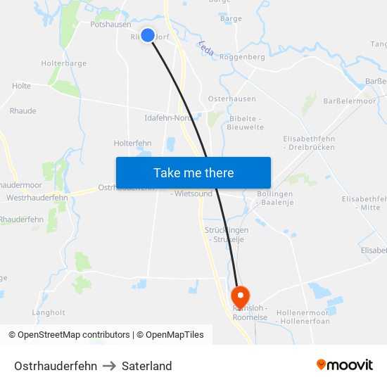 Ostrhauderfehn to Saterland map