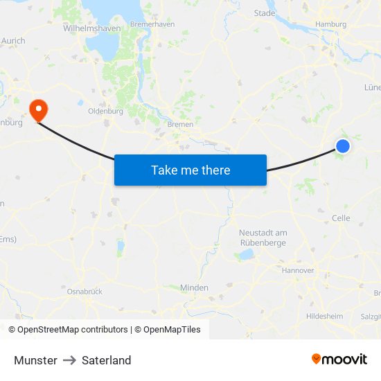 Munster to Saterland map