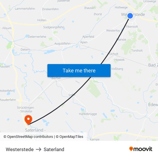 Westerstede to Saterland map