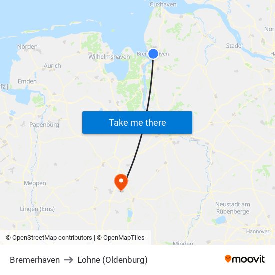 Bremerhaven to Lohne (Oldenburg) map