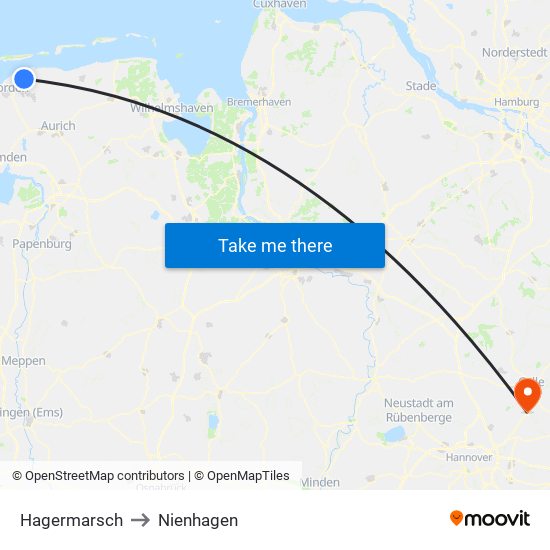 Hagermarsch to Nienhagen map