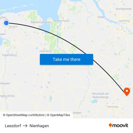 Leezdorf to Nienhagen map