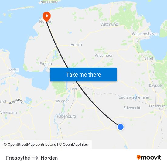 Friesoythe to Norden map