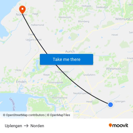 Uplengen to Norden map