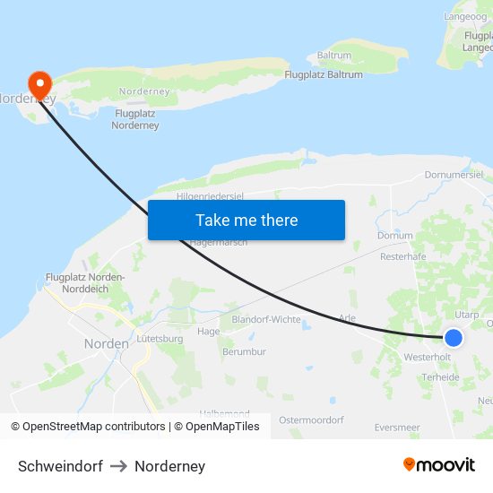 Schweindorf to Norderney map