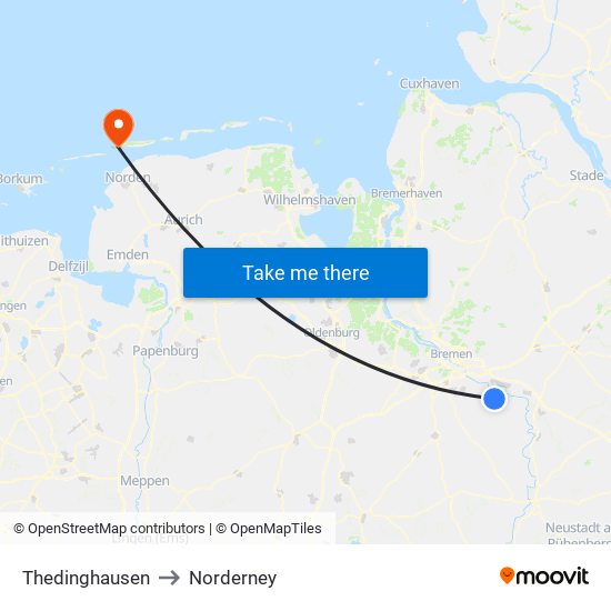 Thedinghausen to Norderney map