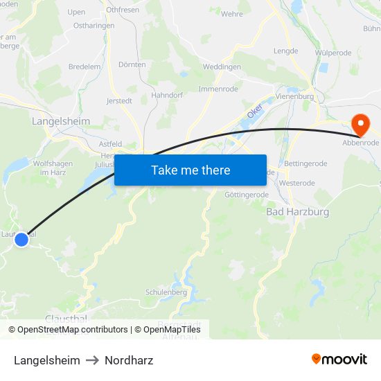 Langelsheim to Nordharz map