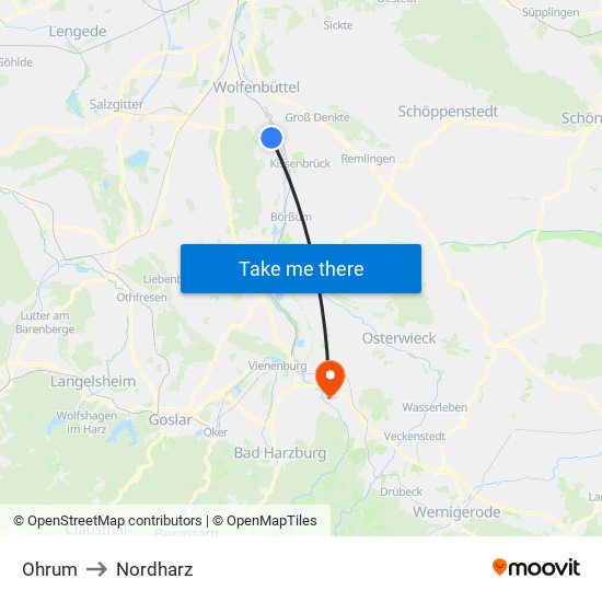 Ohrum to Nordharz map
