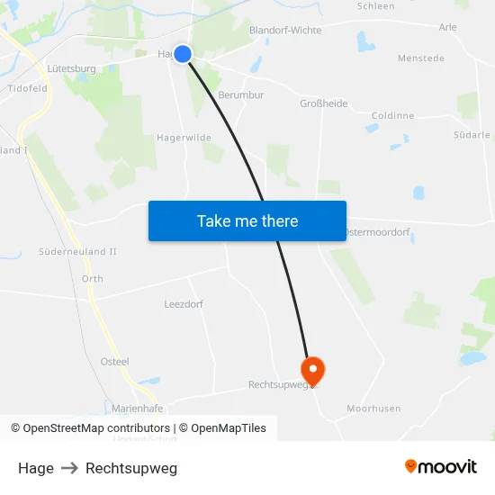 Hage to Rechtsupweg map
