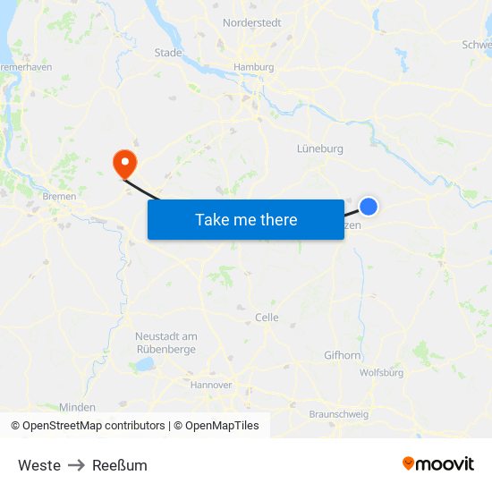 Weste to Reeßum map