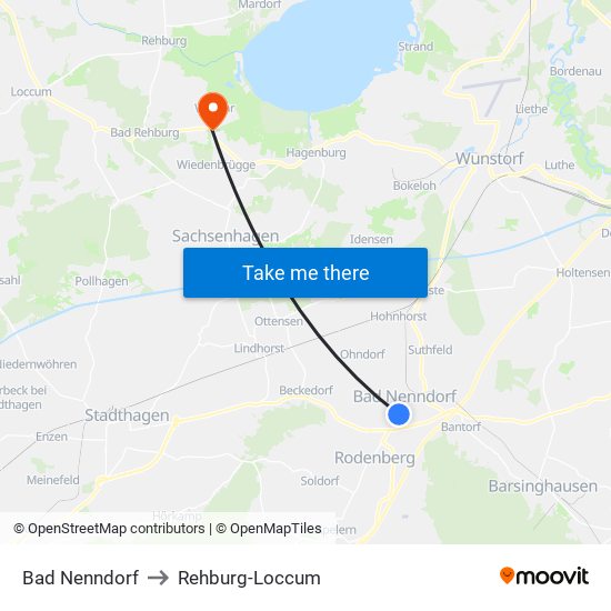 Bad Nenndorf to Rehburg-Loccum map