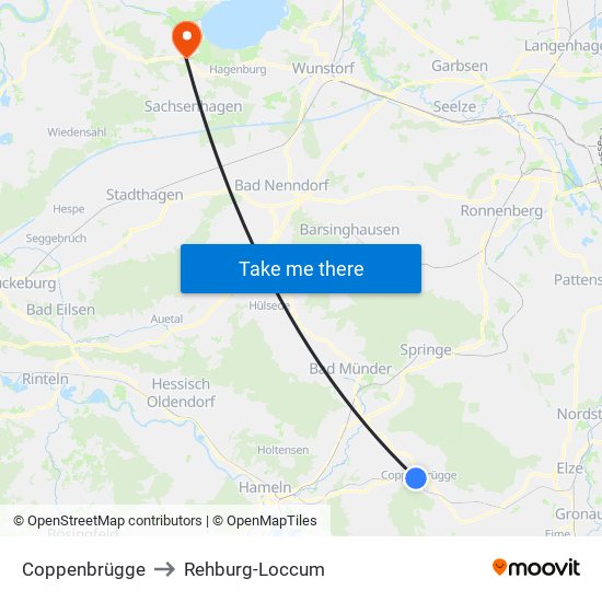 Coppenbrügge to Rehburg-Loccum map