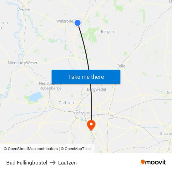 Bad Fallingbostel to Laatzen map