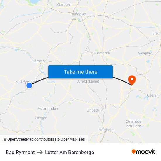 Bad Pyrmont to Lutter Am Barenberge map