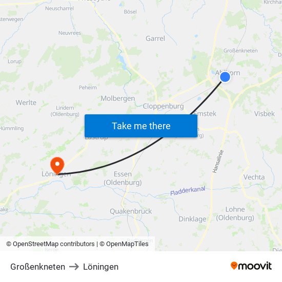 Großenkneten to Löningen map