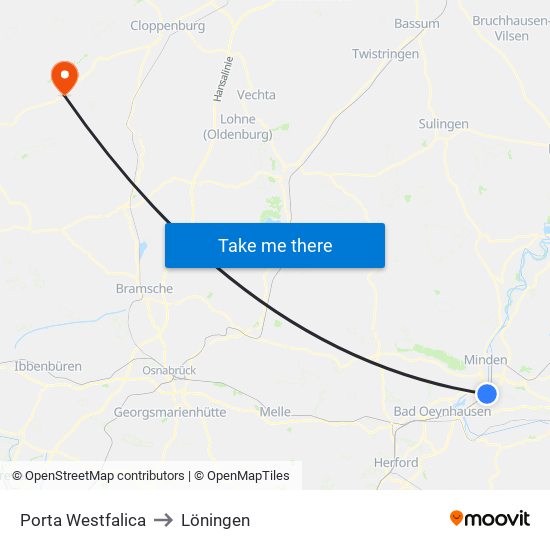 Porta Westfalica to Löningen map