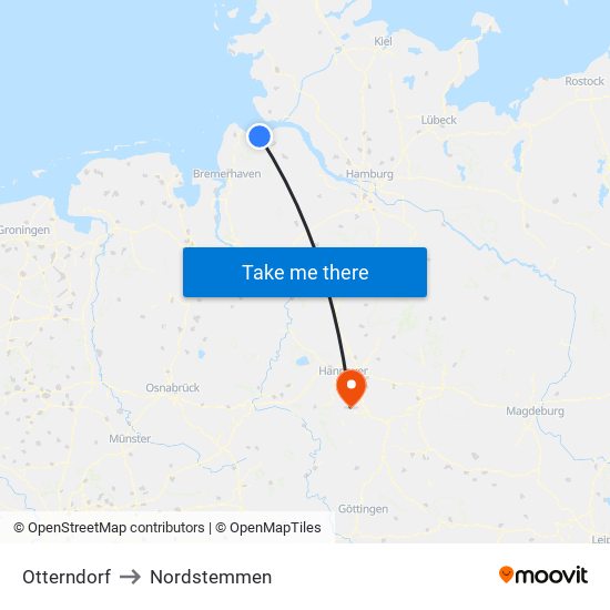 Otterndorf to Nordstemmen map