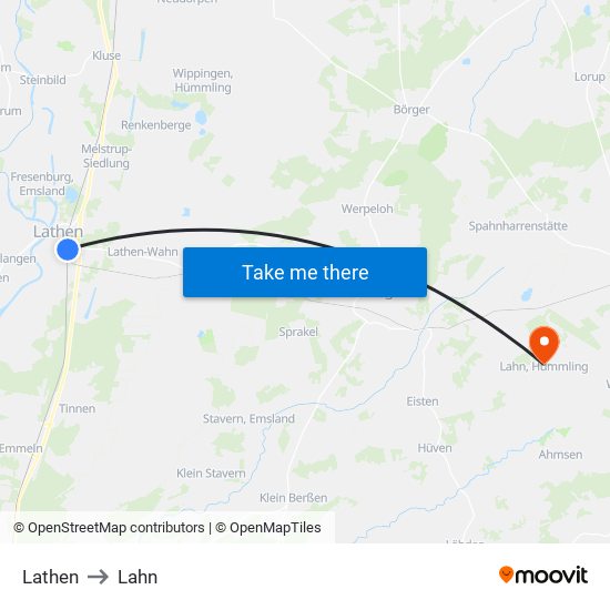 Lathen to Lahn map