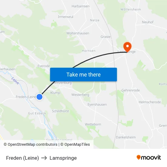Freden (Leine) to Lamspringe map