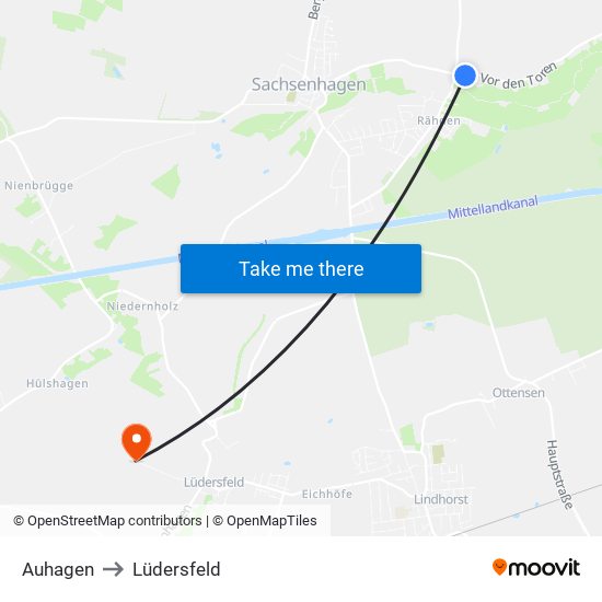 Auhagen to Lüdersfeld map