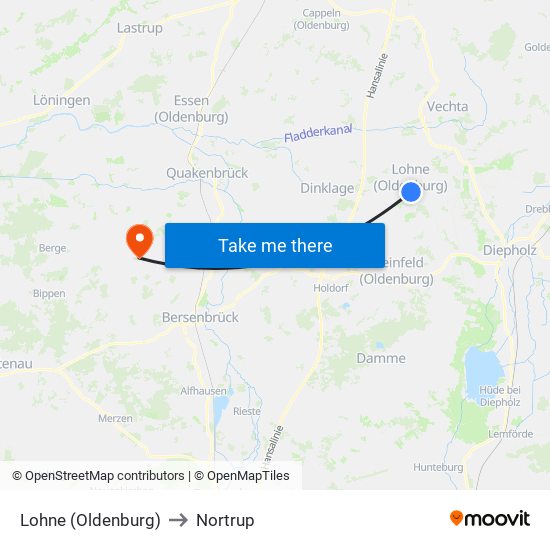 Lohne (Oldenburg) to Nortrup map