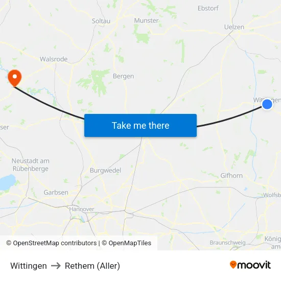 Wittingen to Rethem (Aller) map