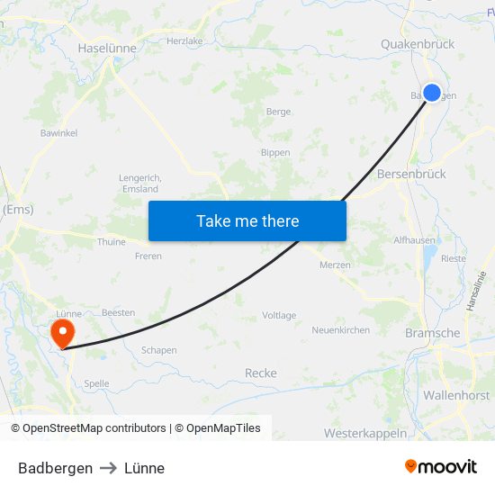 Badbergen to Lünne map