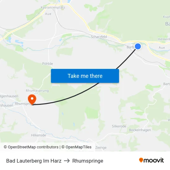 Bad Lauterberg Im Harz to Rhumspringe map