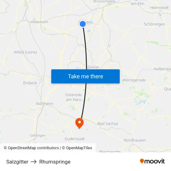 Salzgitter to Rhumspringe map