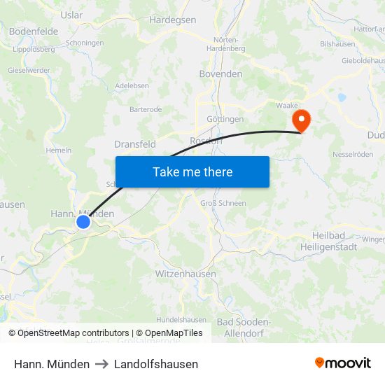 Hann. Münden to Landolfshausen map