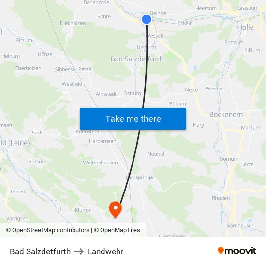 Bad Salzdetfurth to Landwehr map