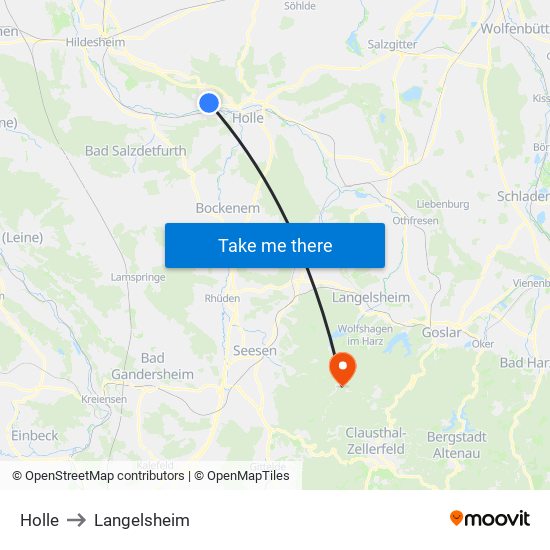 Holle to Langelsheim map