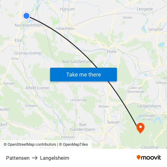 Pattensen to Langelsheim map