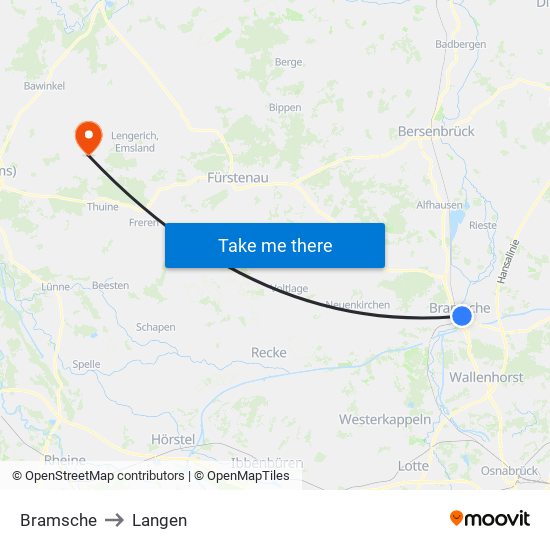 Bramsche to Langen map