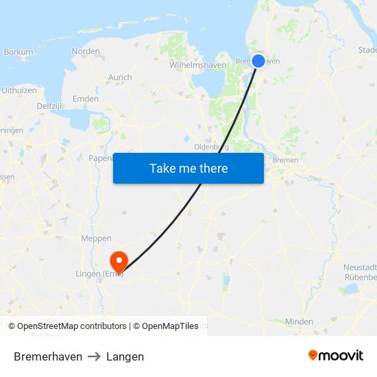 Bremerhaven to Langen map