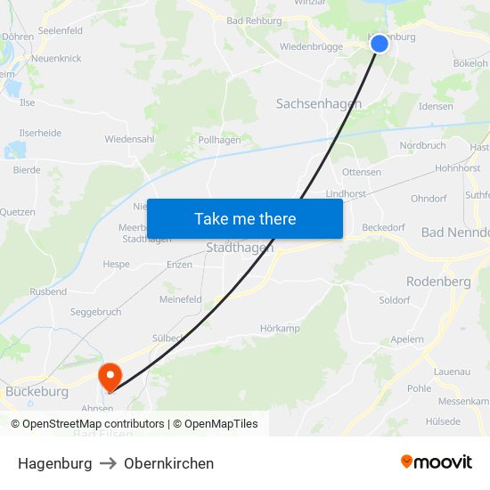 Hagenburg to Obernkirchen map