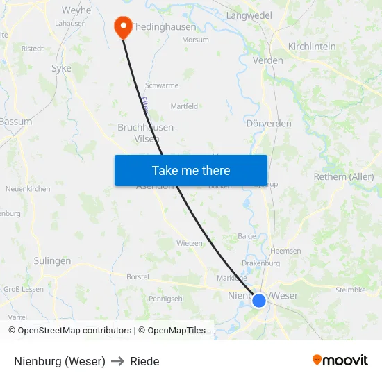 Nienburg (Weser) to Riede map