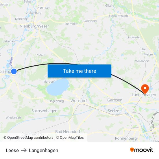 Leese to Langenhagen map